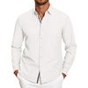 image:imageCOOFANDY Mens Casual Button Down Shirt Untucked Long Sleeve Stretch Denim Dress ShirtWhitered
