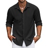 image:imageCOOFANDY Mens Casual Shirt Long Sleeve Casual Button Down Shirt for Men Summer Beach Wedding ShirtBlack