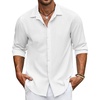 image:imageCOOFANDY Mens Casual Shirt Long Sleeve Casual Button Down Shirt for Men Summer Beach Wedding ShirtWhite