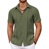image:imageCOOFANDY Mens Cuban Guayabera Shirt Summer Beach Vacation Shirt Casual Short Sleeve Button Down Resort WearChive
