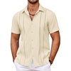 image:imageCOOFANDY Mens Cuban Guayabera Shirt Summer Beach Vacation Shirt Casual Short Sleeve Button Down Resort WearVanilla Ice