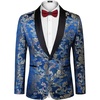 image:imageCOOFANDY Mens Floral Tuxedo Jacket Luxury Embroidered Stylish Suit Blazer Jacket for Wedding Party DinnerDark Blue