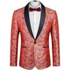 image:imageCOOFANDY Mens Floral Tuxedo Jacket Luxury Embroidered Wedding Blazer Dress Suit for Party DinnerRose Red