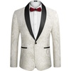 image:imageCOOFANDY Mens Floral Tuxedo Jacket Luxury Embroidered Wedding Blazer Dress Suit for Party DinnerWhite