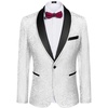 image:imageCOOFANDY Mens Floral Tuxedo Suit Jacket Slim Fit Dinner Jacket Party Prom Wedding Blazer JacketsWhite Jacquard 