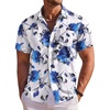 image:imageCOOFANDY Mens Hawaiian Shirt Short Sleeve Floral Button Down Shirts Tropical Holiday Beach ShirtsWhite  Blue Roses