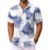 image:imageCOOFANDY Mens Hawaiian Shirt Short Sleeve Summer Button Down Shirts Tropical Vacation Beach Aloha Shirts with PocketWhite  Blue Leaf