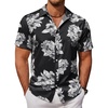 image:imageCOOFANDY Mens Hawaiian Shirts Short Sleeve Button Down Aloha Shirt Casual Beach ClothesBlack White Flower