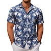 image:imageCOOFANDY Mens Hawaiian Shirts Short Sleeve Button Down Aloha Shirt Casual Beach ClothesNavy Blue White Flower