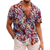 image:imageCOOFANDY Mens Hawaiian Shirts Short Sleeve Casual Button Down Tropical Beach ShirtRed  Blue Leaf