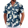 image:imageCOOFANDY Mens Hawaiian Shirts Short Sleeve Tropical Button Down Shirts Floral Summer Beach ShirtBlack  White Leaf