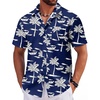 image:imageCOOFANDY Mens Hawaiian Shirts Short Sleeve Tropical Button Down Shirts Floral Summer Beach ShirtDark Blue  Palm Tree