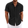 image:imageCOOFANDY Mens Linen Shirts Short Sleeve Casual Shirts Button Down Shirt for Men Beach Summer Wedding ShirtBlack