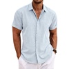 image:imageCOOFANDY Mens Linen Shirts Short Sleeve Casual Shirts Button Down Shirt for Men Beach Summer Wedding ShirtBlue