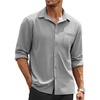 image:imageCOOFANDY Mens Long Sleeve Button Down Shirts Wrinkle Free Untucked Shirts Casual Dress Shirt for MenLight Grey