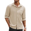 image:imageCOOFANDY Mens Long Sleeve Button Down Shirts Wrinkle Free Untucked Shirts Casual Dress Shirt for MenLight Khaki