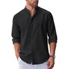 image:imageCOOFANDY Mens Long Sleeve Oxford Dress Shirts Button Down Shirt Casual Band Collar ShirtsBlack