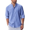 image:imageCOOFANDY Mens Long Sleeve Oxford Dress Shirts Button Down Shirt Casual Band Collar ShirtsBlue