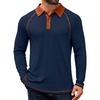 image:imageCOOFANDY Mens Long Sleeve Polo Shirts Casual Button Collared Shirts Raglan Golf T ShirtNavy Blue