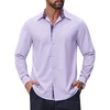 image:imageCOOFANDY Mens Long Sleeve Wrinkle Free Dress Shirts Inner Contrast Business Casual Button Down ShirtLilac
