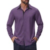 image:imageCOOFANDY Mens Long Sleeve Wrinkle Free Dress Shirts Inner Contrast Business Casual Button Down ShirtPurple
