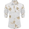 image:imageCOOFANDY Mens Luxury Design Shirts Latin Mardi Gras Dress Shirts Big and Tall White Flower