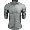 image:imageCOOFANDY Mens Luxury Dress Shirt Long Sleeve Prom Wedding Party Shiny Button Down Shirts Silver Grey
