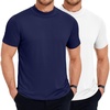 image:imageCOOFANDY Mens Mock Turtleneck T Shirt Short Sleeve Slim Fit Basic Casual Solid Color Pullover TeeBwhiteNavy Blue