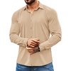 image:imageCOOFANDY Mens Muscle Fit Dress Shirts Wrinkle Free Long Sleeve Button Down Shirt Stretch Business ShirtLight Khaki