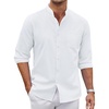 image:imageCOOFANDY Mens Oxford Shirts Long Sleeve Casual Button Down Shirts Band Collar Dress Shirt with PocketWhite