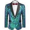 image:imageCOOFANDY Mens Sequin Blazer Sparkly Glitter Jacket Shiny Floral Suit Jacket Stylish Party Wedding Banquet Prom TuxedoGreen