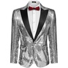 image:imageCOOFANDY Mens Sequin Blazer Tuxedo Party Prom Wedding Tuxedo One Button JacketSilver Grey