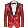 image:imageCOOFANDY Mens Shiny Sequin Blazer Tuxedo Party Dinner Prom One Button Suit JacketRed