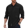 image:imageCOOFANDY Mens Shirt Slim Fit Dress Solid Button Down Work Business with Pockets 01Black Large Long Sleeve