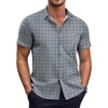image:imageCOOFANDY Mens Short Sleeve Button Down Shirts Wrinkle Free Dress Shirts Casual Polka Dot Print Shirt with PocketGrey Plaid