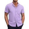 image:imageCOOFANDY Mens Short Sleeve Button Down Shirts Wrinkle Free Dress Shirts Casual Polka Dot Print Shirt with PocketPurple