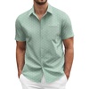 image:imageCOOFANDY Mens Short Sleeve Casual Button Down Shirt Business Untucked Dress Shirts with PocketLight Greenflower
