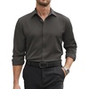 image:imageCOOFANDY Mens Stretch Dress Shirts Long Sleeve Button Down Shirt Regular Fit Formal Business ShirtsDark Grey