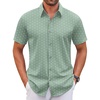 image:imageCOOFANDY Mens Stretch Dress Shirts Short Sleeve Wrinkle Free Casual Button Down ShirtsLight Greenflower