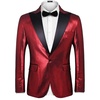 image:imageCOOFANDY Mens Stylish Classic Dress Suit Solid Red Lapel Blazer Tuxedo Coat Wine Red Large