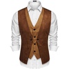 image:imageCOOFANDY Mens Suede Leather Vest Layered Style Dress Vest Waistcoat Brown Large