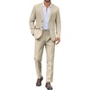 image:imageCOOFANDY Mens Suit 2 Piece Suit Classic Fit Two Button Blazer Jacket Pants Set Business Wedding Party Suits for MenLight Khaki