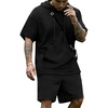 image:imageCOOFANDY Mens Tracksuit 2 Piece Hooded Athletic Sweatsuit Short Sleeve Casual Sports Hoodie Shorts SetBlack