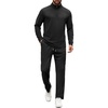 image:imageCOOFANDY Mens Tracksuits 2 Piece Casual Athletic Sweatsuit Quarter Zip Pullover Long Sleeve Running Sport OutfitsBlack