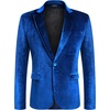 image:imageCOOFANDY Mens Velvet Blazer Notched Lapel Velour Suit Jacket One Button Tuxedo Jackets for Wedding Prom Party DinnerBlue