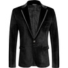 image:imageCOOFANDY Mens Velvet Blazer One Button Velour Tuxedo Jacket Notched Lapel Suit Jackets for Prom Wedding Party DinnerBlack