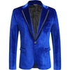 image:imageCOOFANDY Mens Velvet Blazer One Button Velour Tuxedo Jacket Notched Lapel Suit Jackets for Prom Wedding Party DinnerBlue