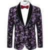 image:imageCOOFANDY Mens Velvet Tuxedo Floral Blazer Jacket One Button Shawl Lapel Suit Jacket for Dinner Prom Party WeddingPurple