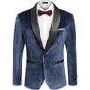 image:imageCOOFANDY Mens Velvet Tuxedo One Button Jacket Dinner Prom Wedding Blazer JacketNavy Blue