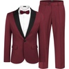 image:imageCOOFANDY Mens Wedding Suits 2 Piece Tuxedo Jacket One Button Peak Lapel Suit Jacket Dress Pants for DinnerPromParty Wine Red